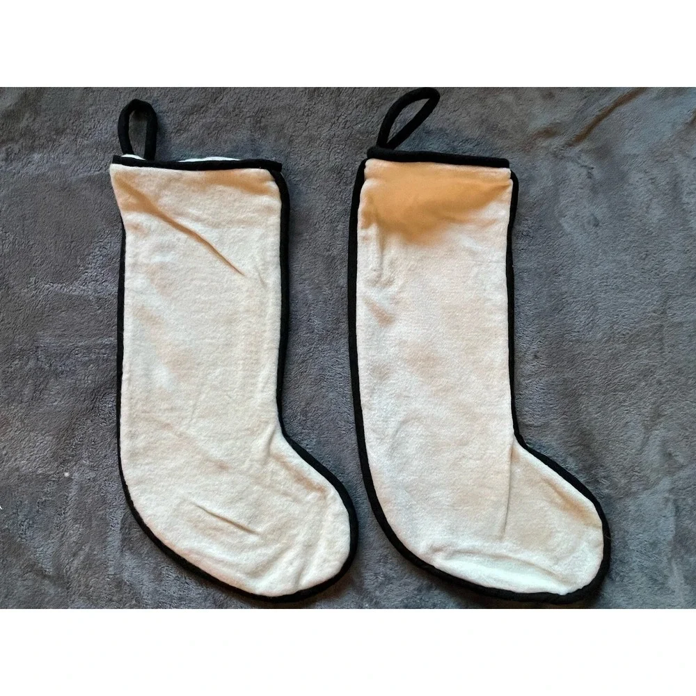 Bouquet Enterprises Santa's Reindeer Applique Large Christmas Stocking Cream‎